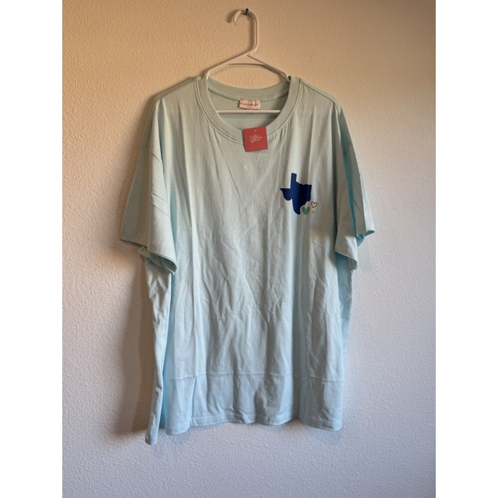 Callie Danielle Women's Light Blue Short Sleeve Tee Shirt Texas Cotton XXL